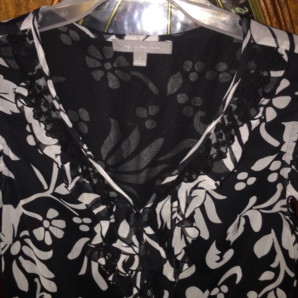 NY Collection Cap Sleeve Ruffle Top - Sz L - Picture 9 of 9